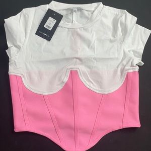 Pink & White Corset Top